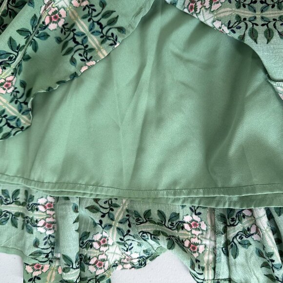 Loft Tiled Vine Godet Mini Dress Size L Green Floral Fit Flare Cottage - Picture 9 of 16